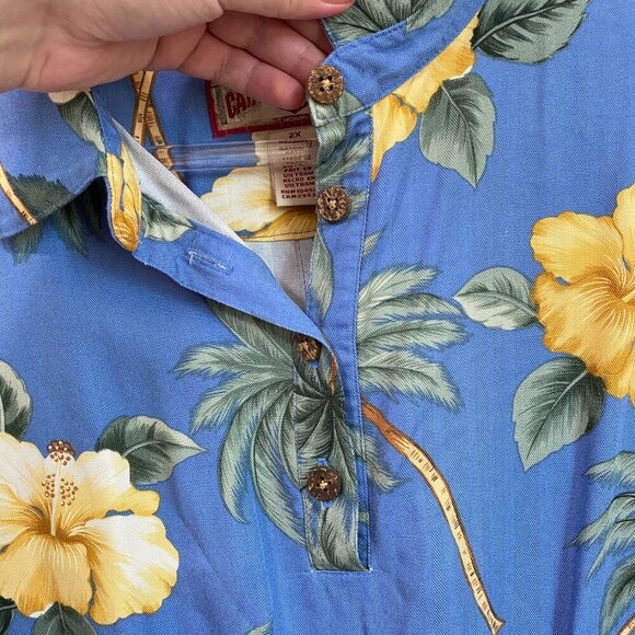 Caribbean Joe Blue Floral Hawaiian Dress 2X - Picture 4 of 6
